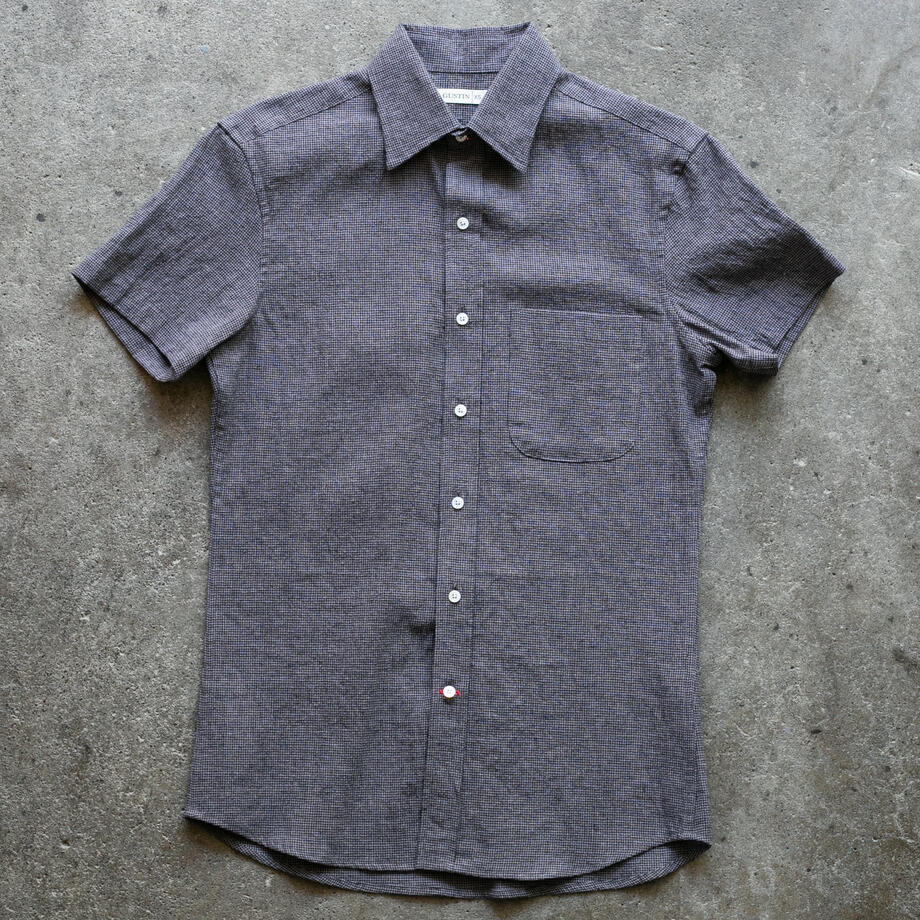 gustin #1358 summer houndstooth shirt - titanium