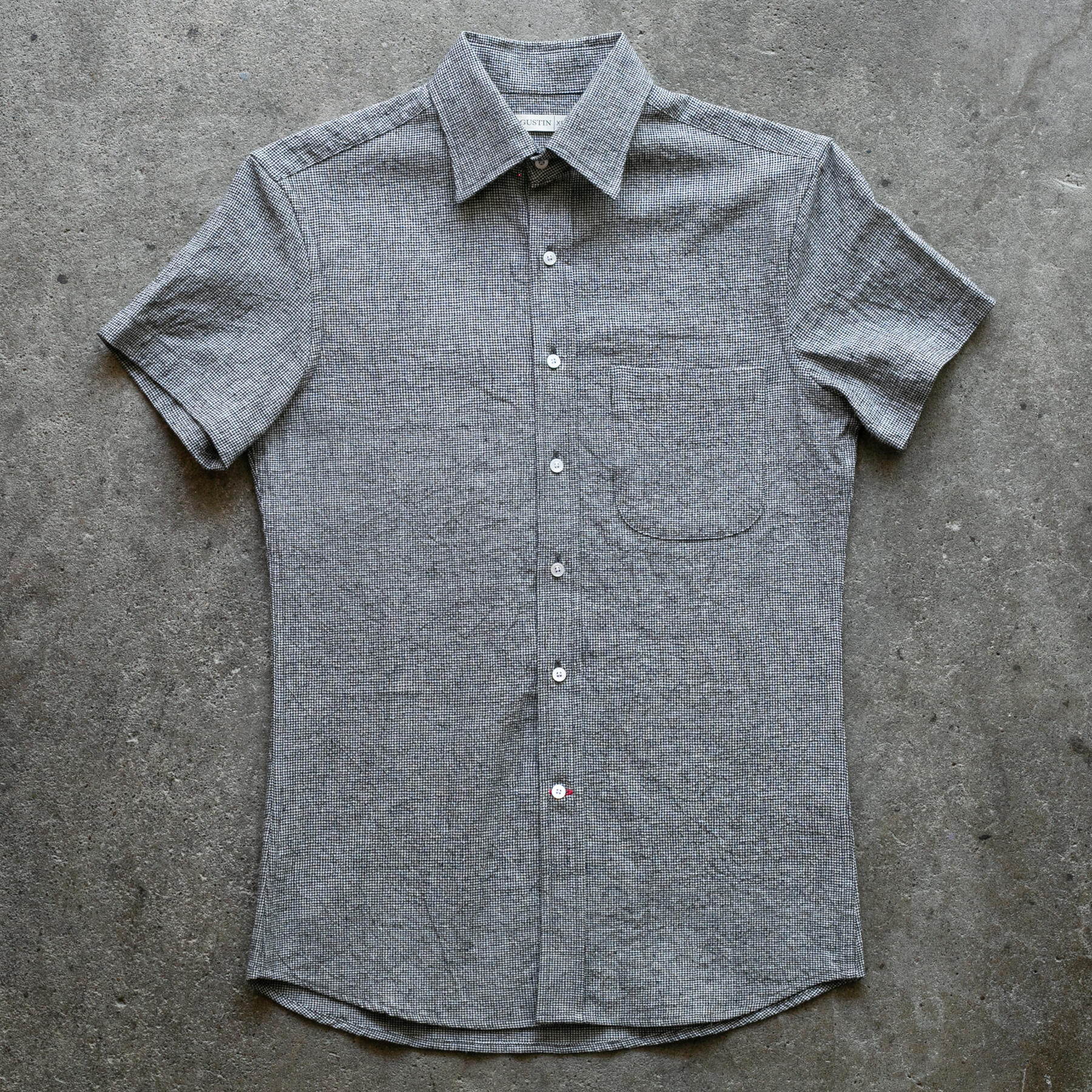 gustin #1359 summer houndstooth shirt - salt & pepper