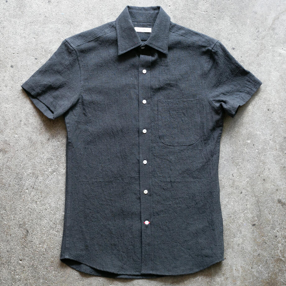 gustin #1361 summer houndstooth shirt - coal