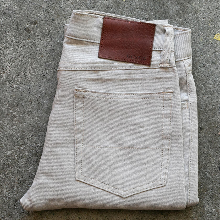 gustin #511 japan heavy linen 100 denim - natural