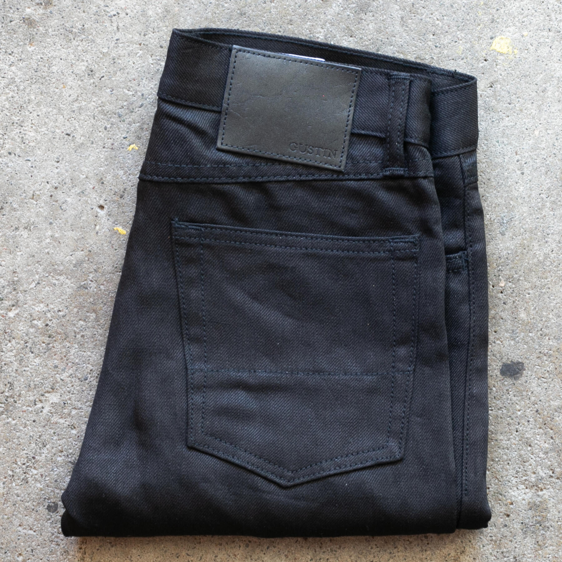 gustin #512 japan heavy linen 100 denim - double black