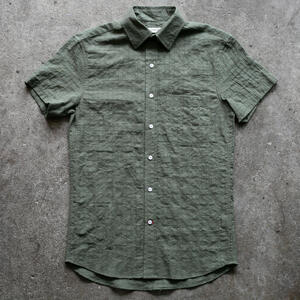 gustin #1362 japan organic dobby grid shirt - army