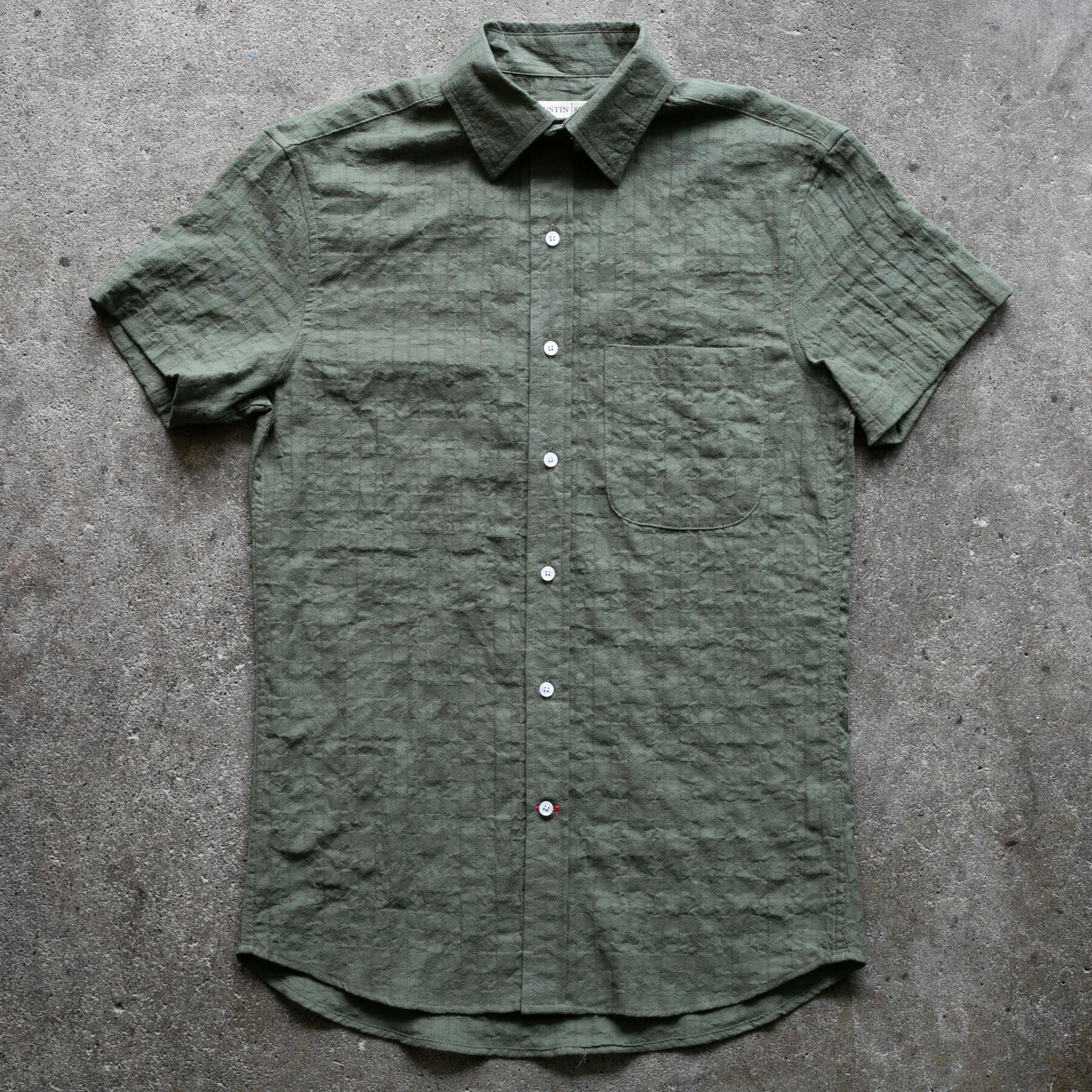 gustin #1362 japan organic dobby grid shirt - army