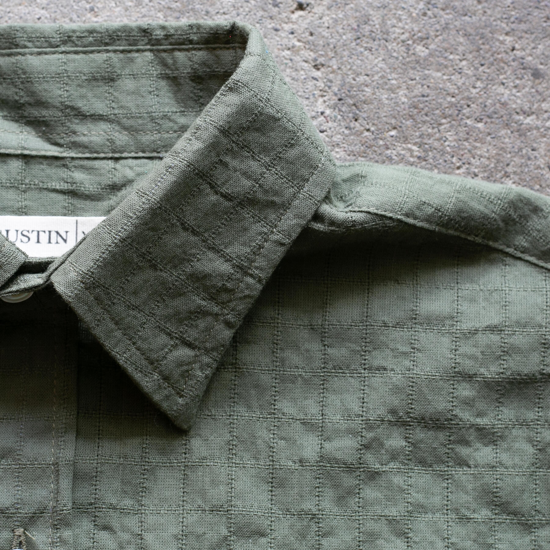gustin #1362 japan organic dobby grid shirt - army