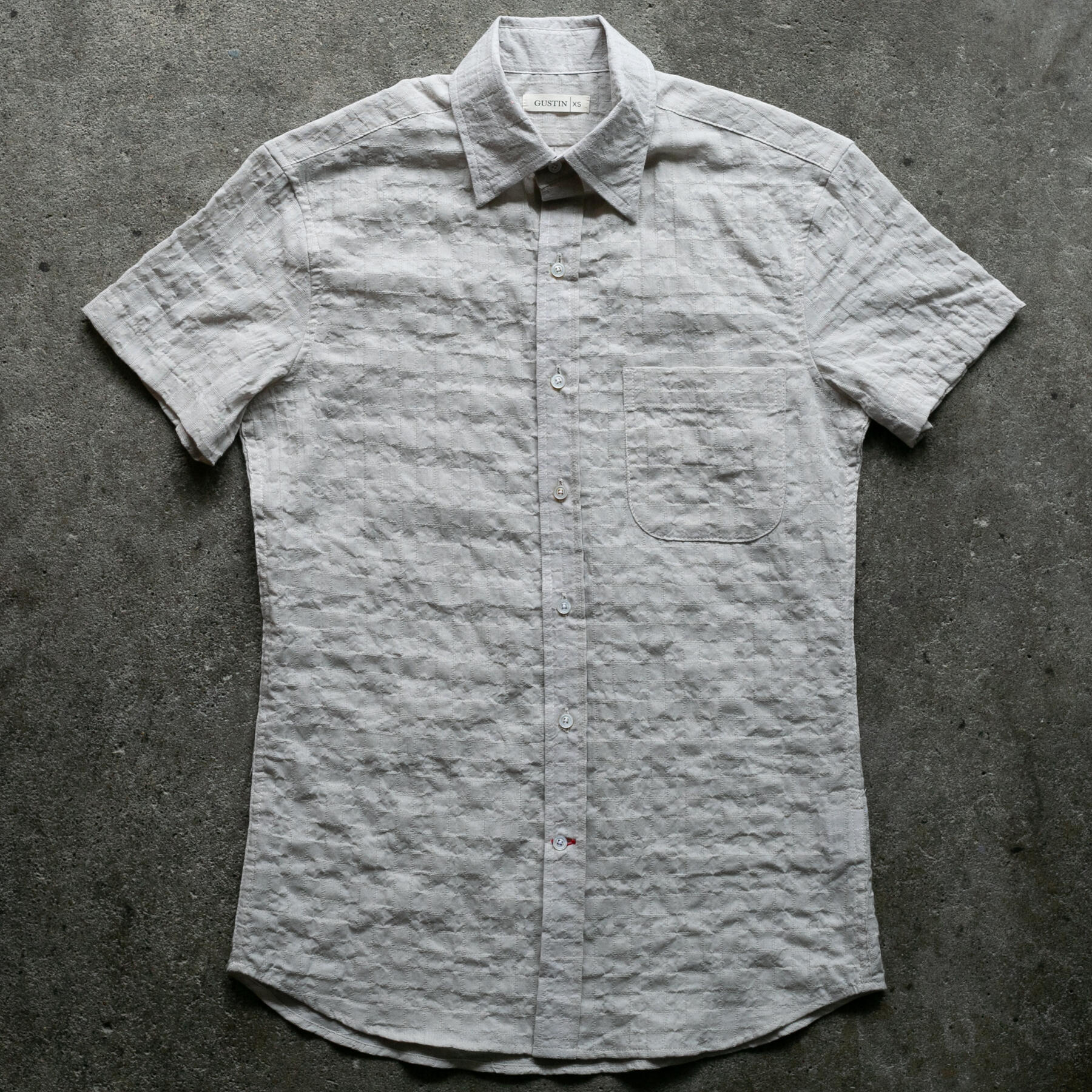 gustin #1363 japan organic dobby grid shirt - concrete