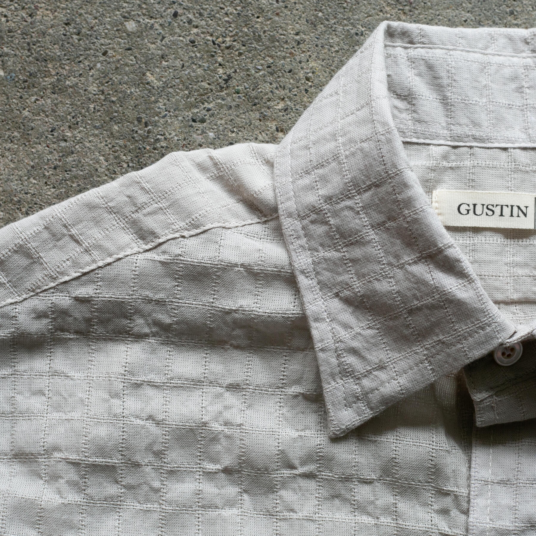 gustin #1363 japan organic dobby grid shirt - concrete