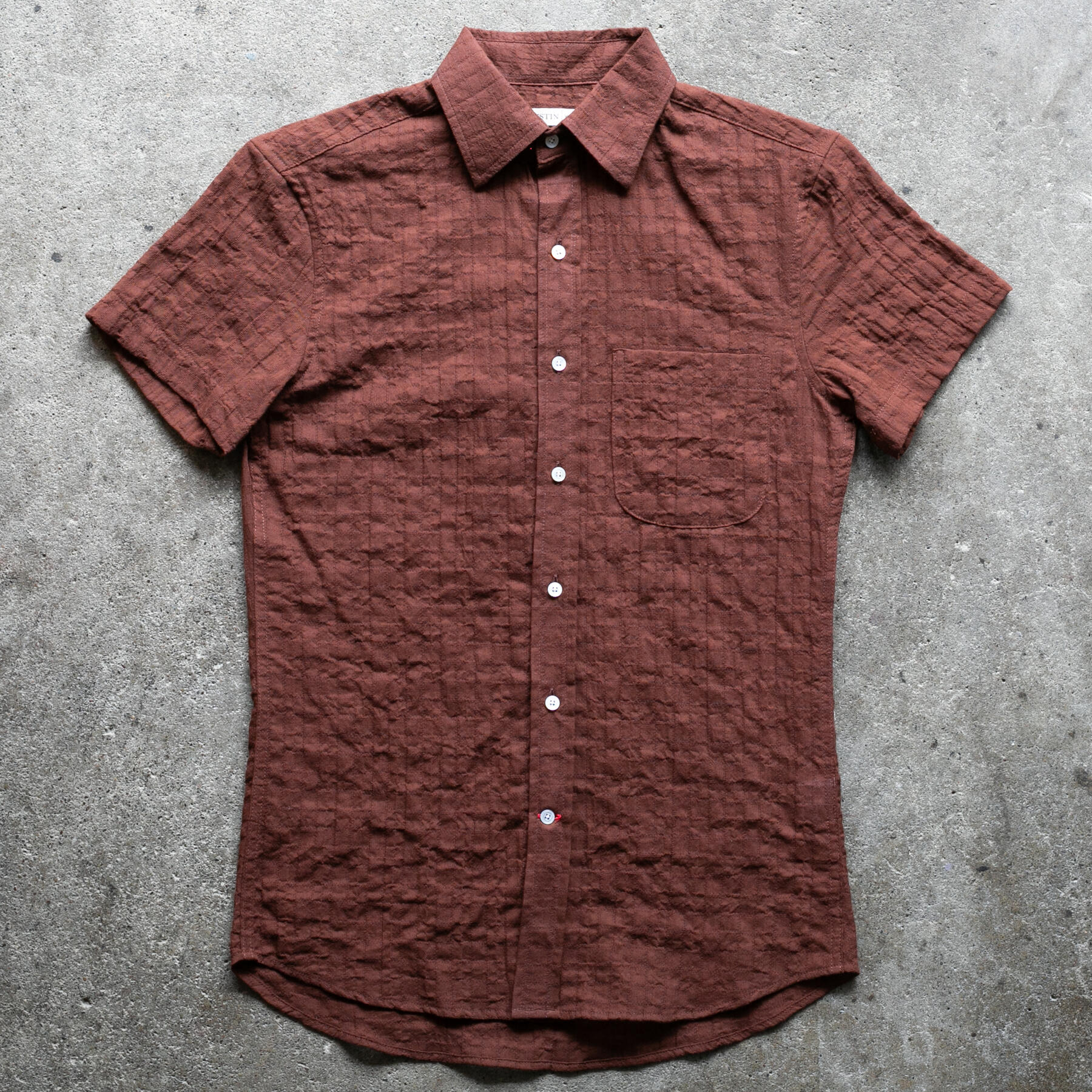 gustin #1364 japan organic dobby grid shirt - oxblood