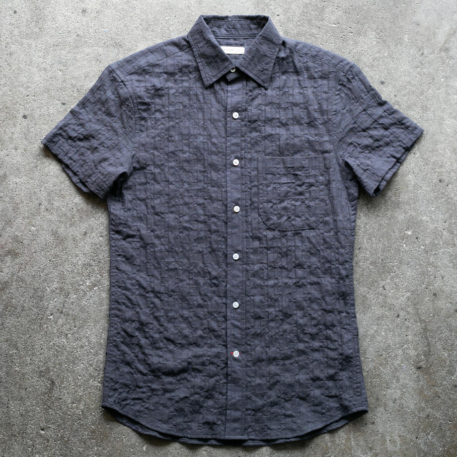 gustin #1365 japan organic dobby grid shirt - graphite