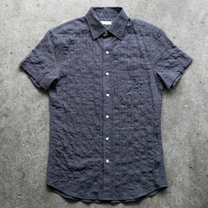 gustin #1365 japan organic dobby grid shirt - graphite