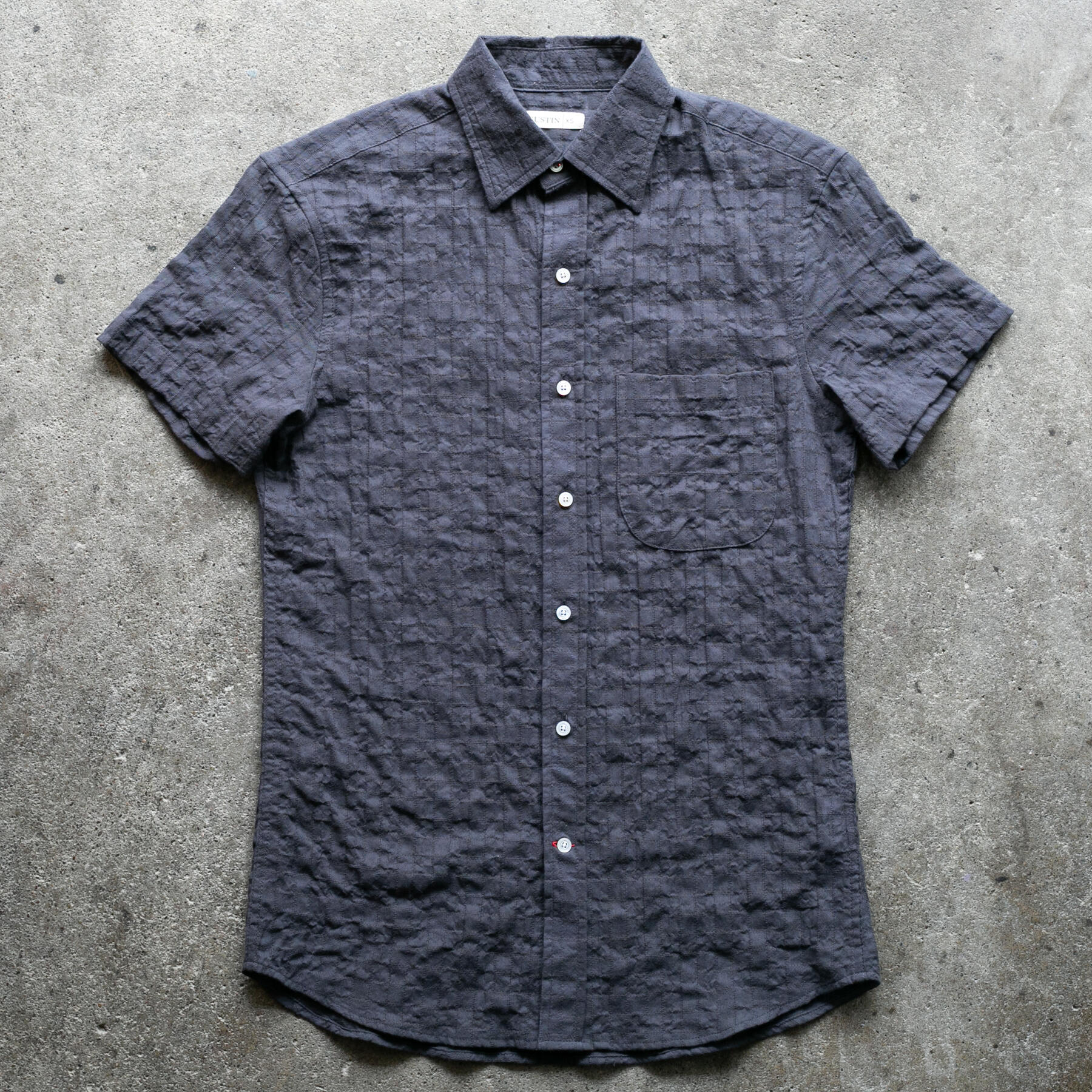 gustin #1365 japan organic dobby grid shirt - graphite