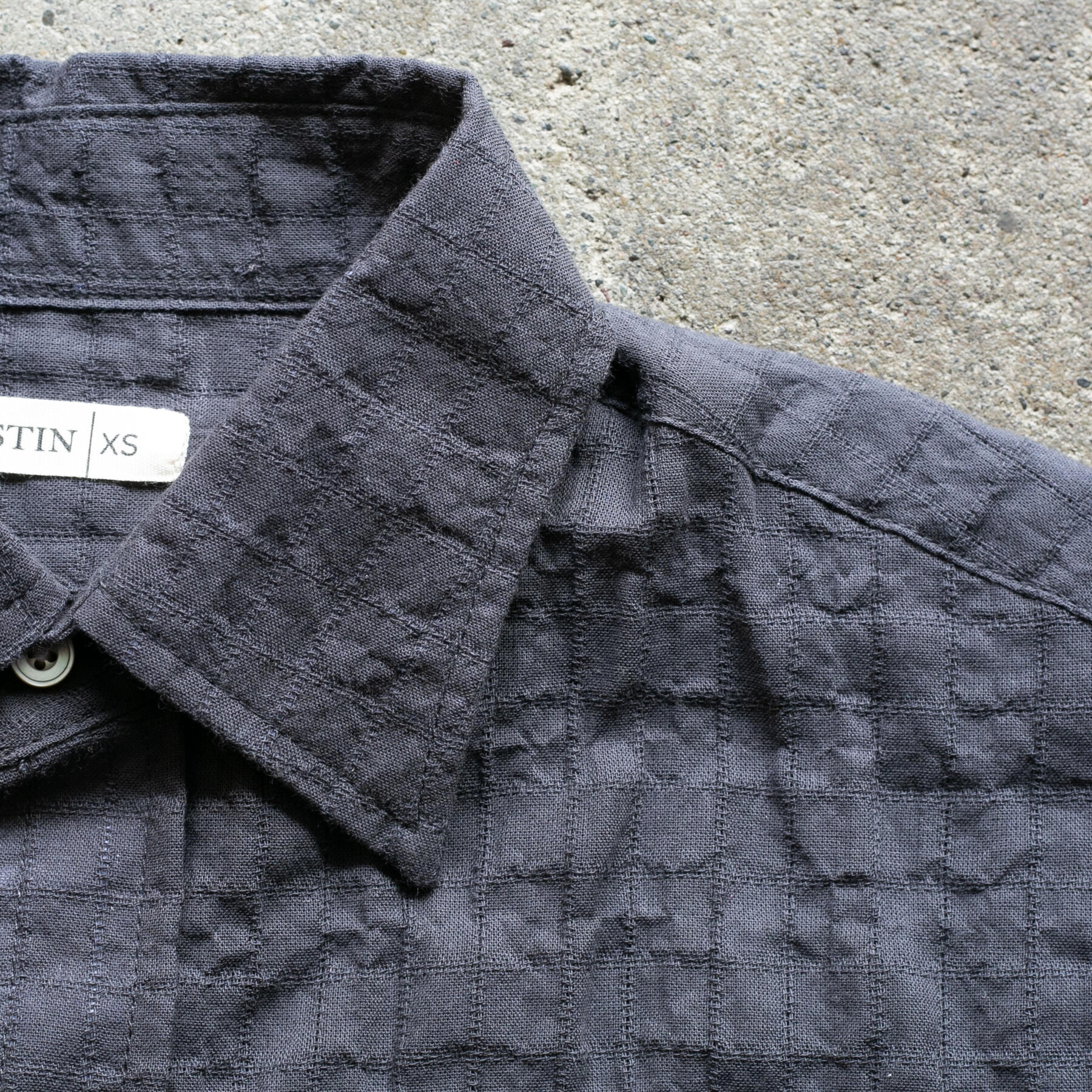 gustin #1365 japan organic dobby grid shirt - graphite