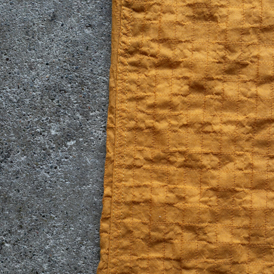 gustin #1366 japan organic dobby grid shirt - saffron