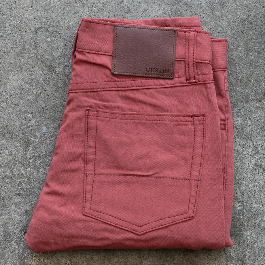 gustin #516 japan hemp gabardine 5 pocket - vintage red
