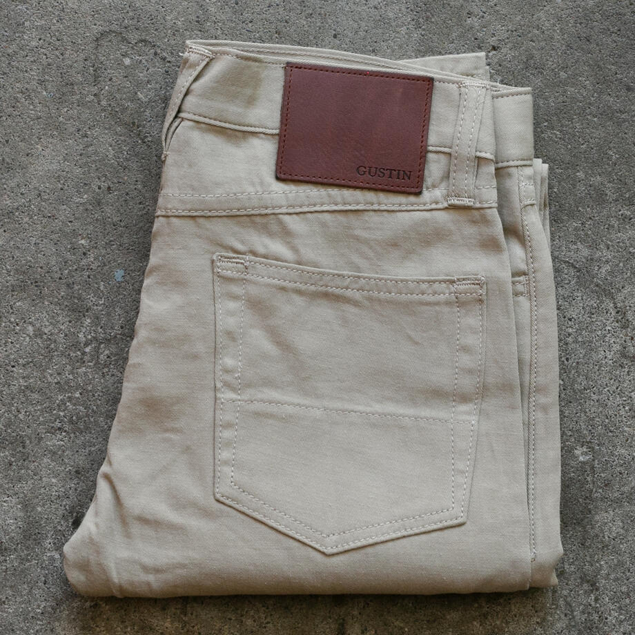 gustin #517 japan hemp gabardine 5 pocket - khaki