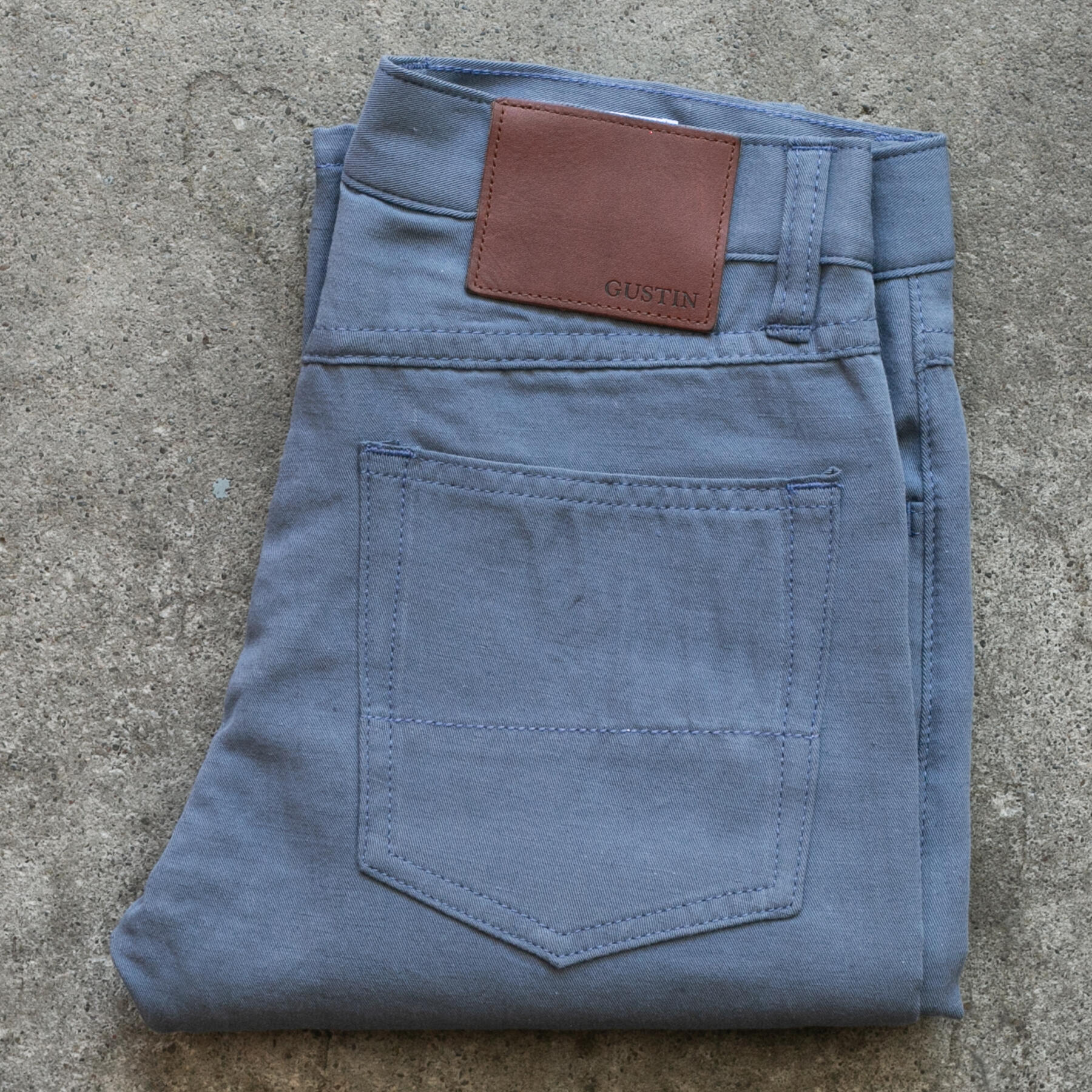 gustin #518 japan hemp gabardine 5 pocket - dusk blue