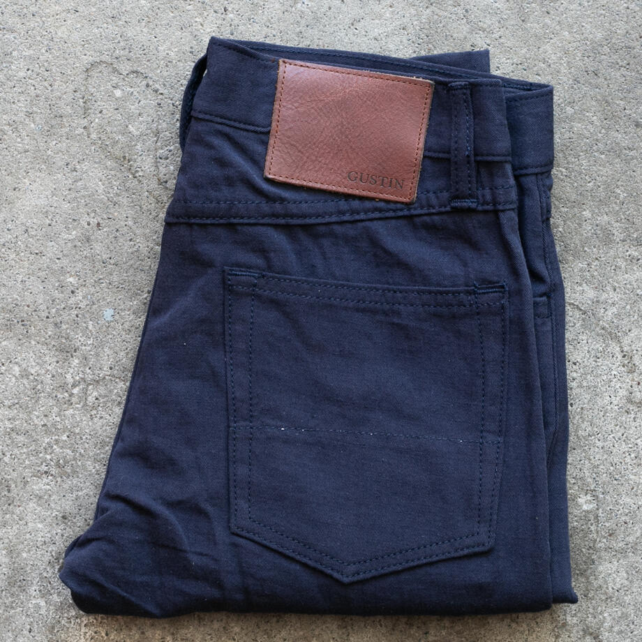 gustin #519 japan hemp gabardine 5 pocket - navy