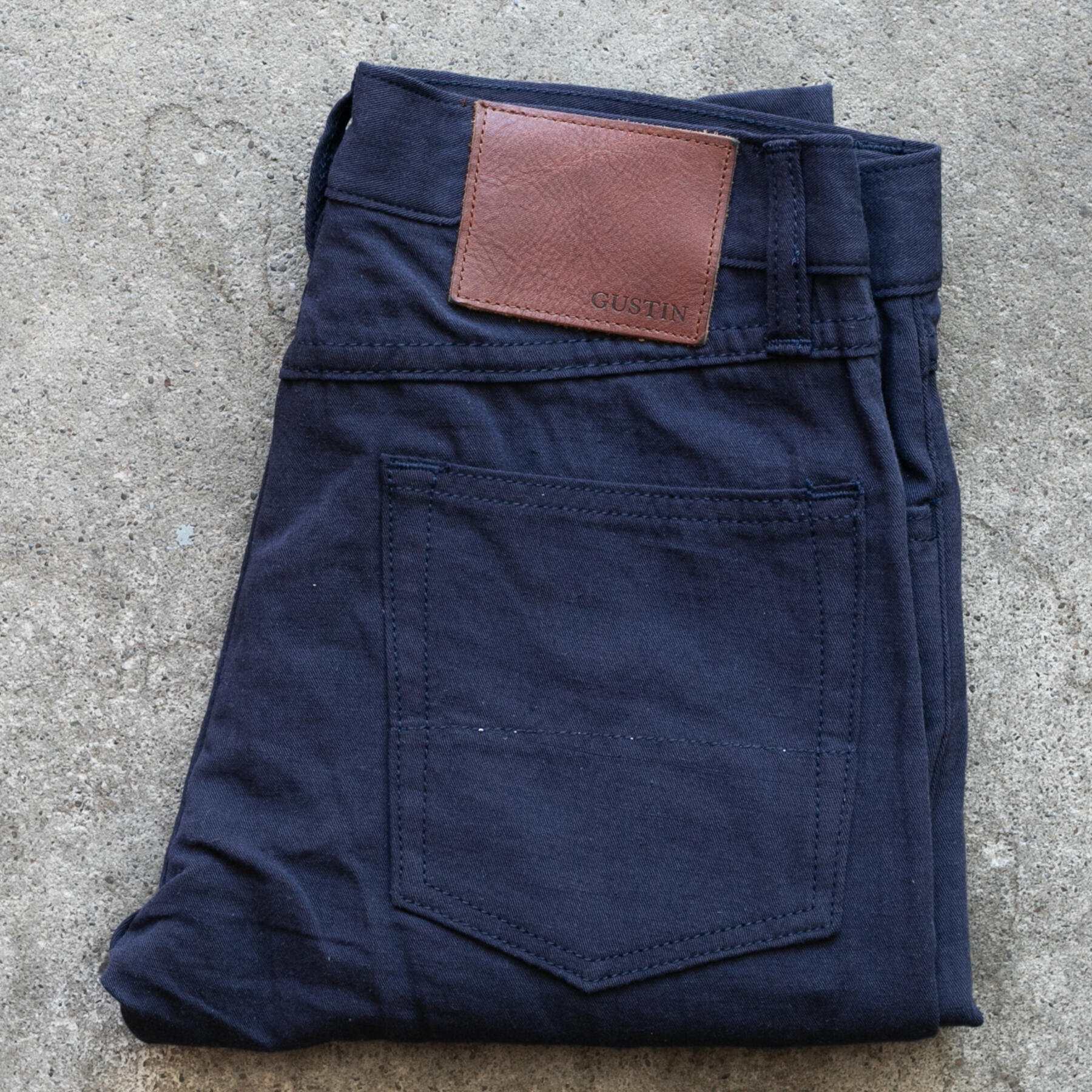 gustin #519 japan hemp gabardine 5 pocket - navy
