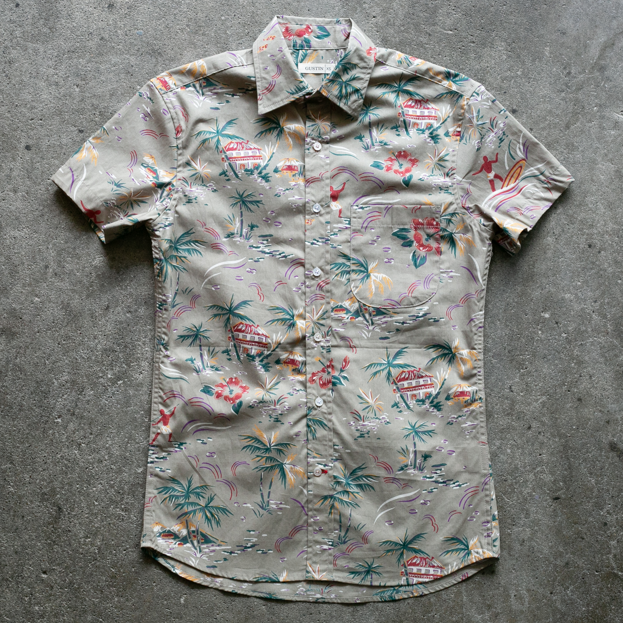 1367 Retro Aloha Shirt - OD | Gustin | Short Sleeve Shirts
