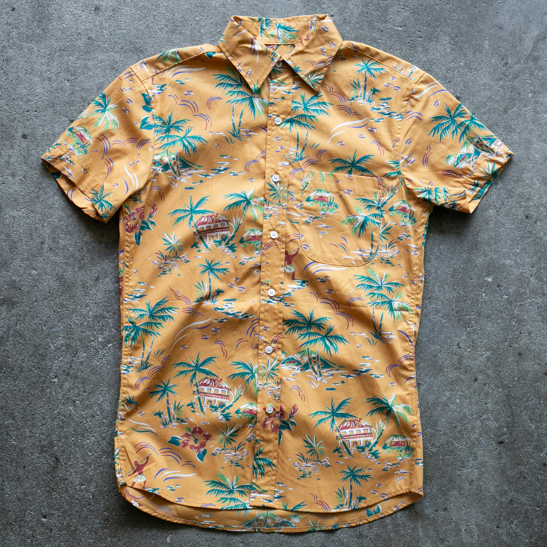 gustin #1368 retro aloha shirt - marigold