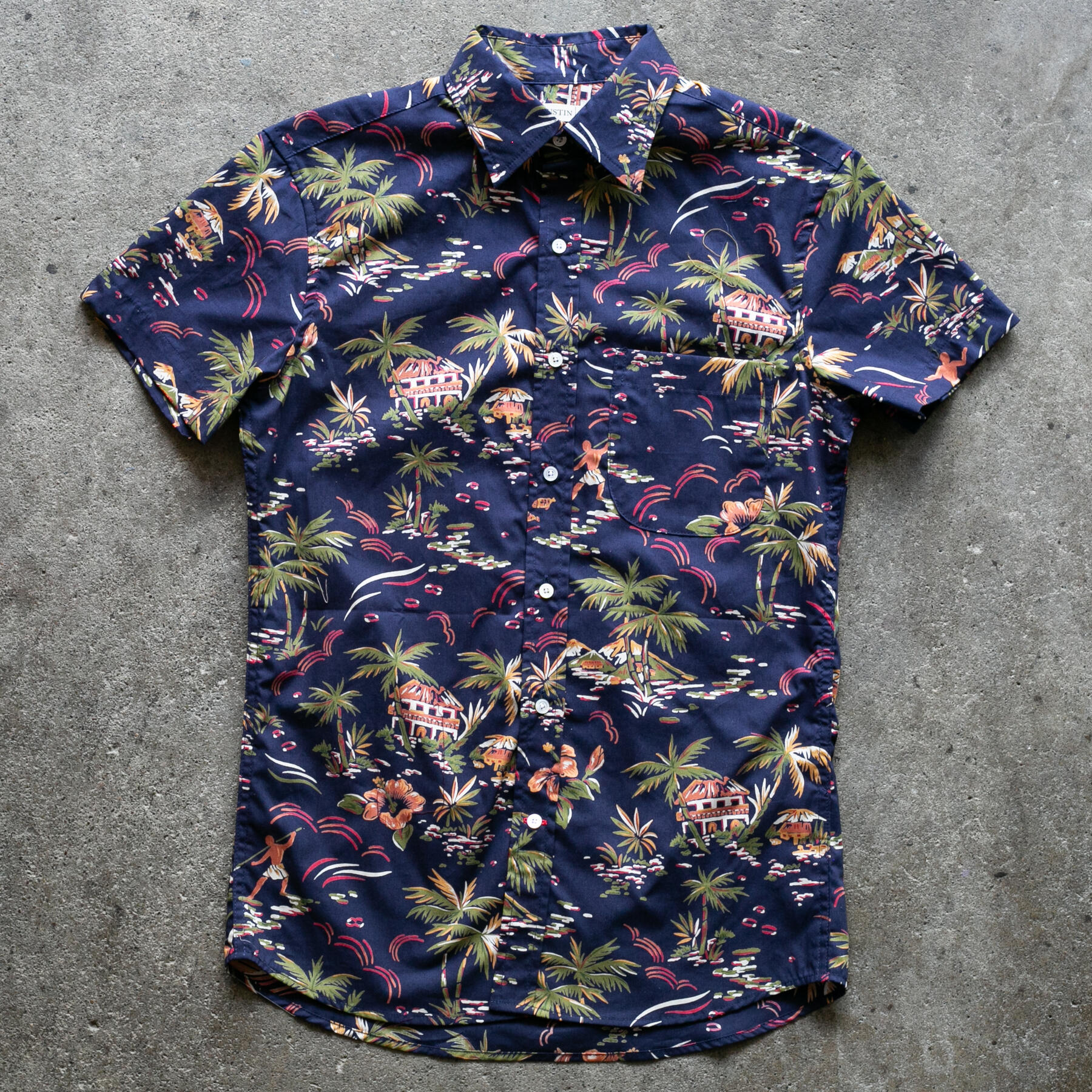 gustin #1369 retro aloha shirt - midnight