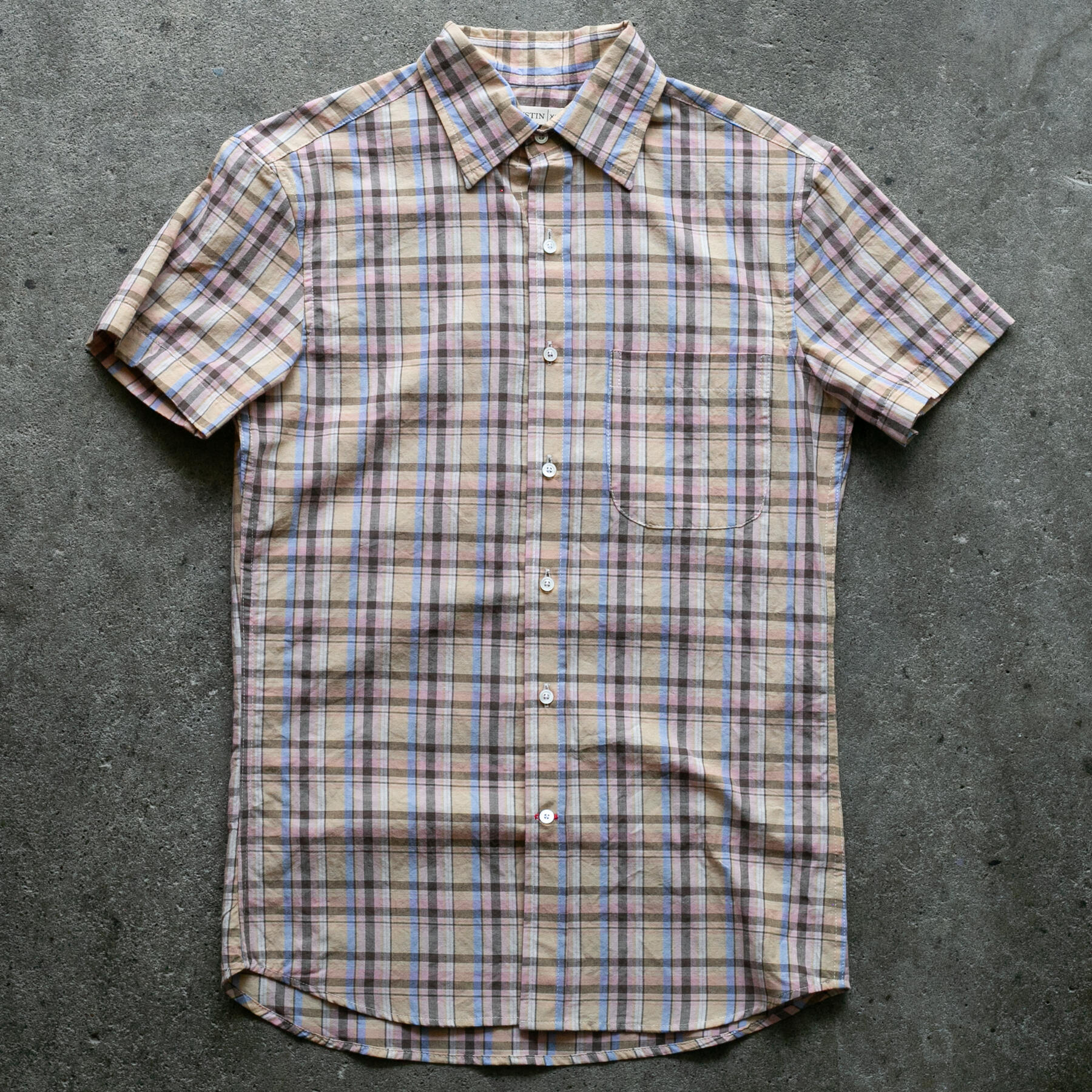 gustin #1370 organic madras shirt - retro multi