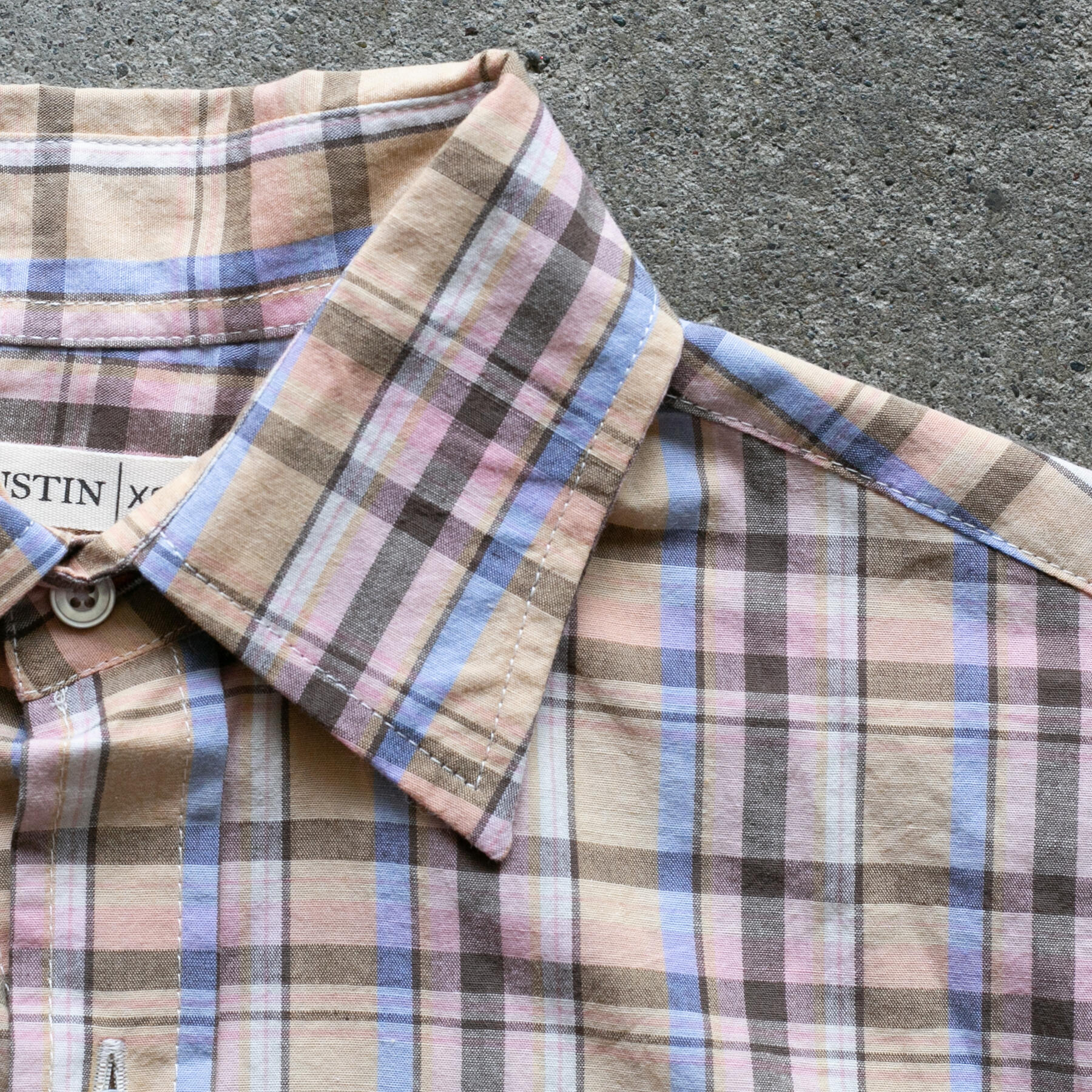 gustin #1370 organic madras shirt - retro multi