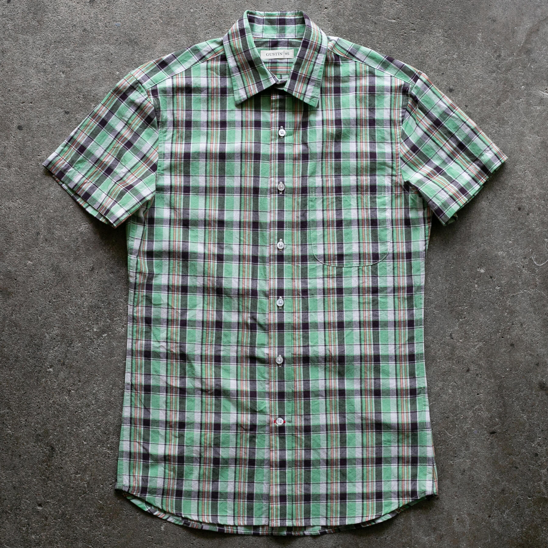 gustin #1371 organic madras shirt - lime