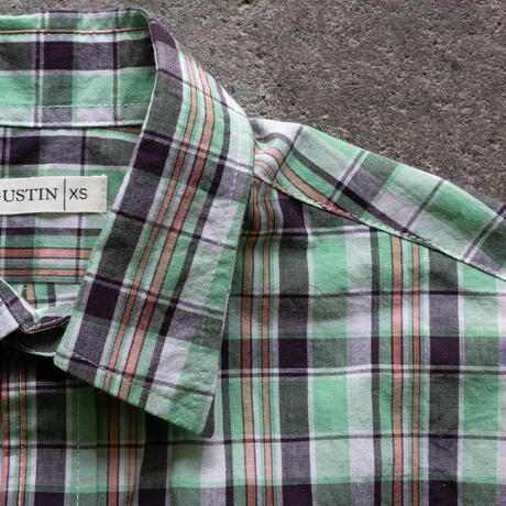 gustin #1371 organic madras shirt - lime