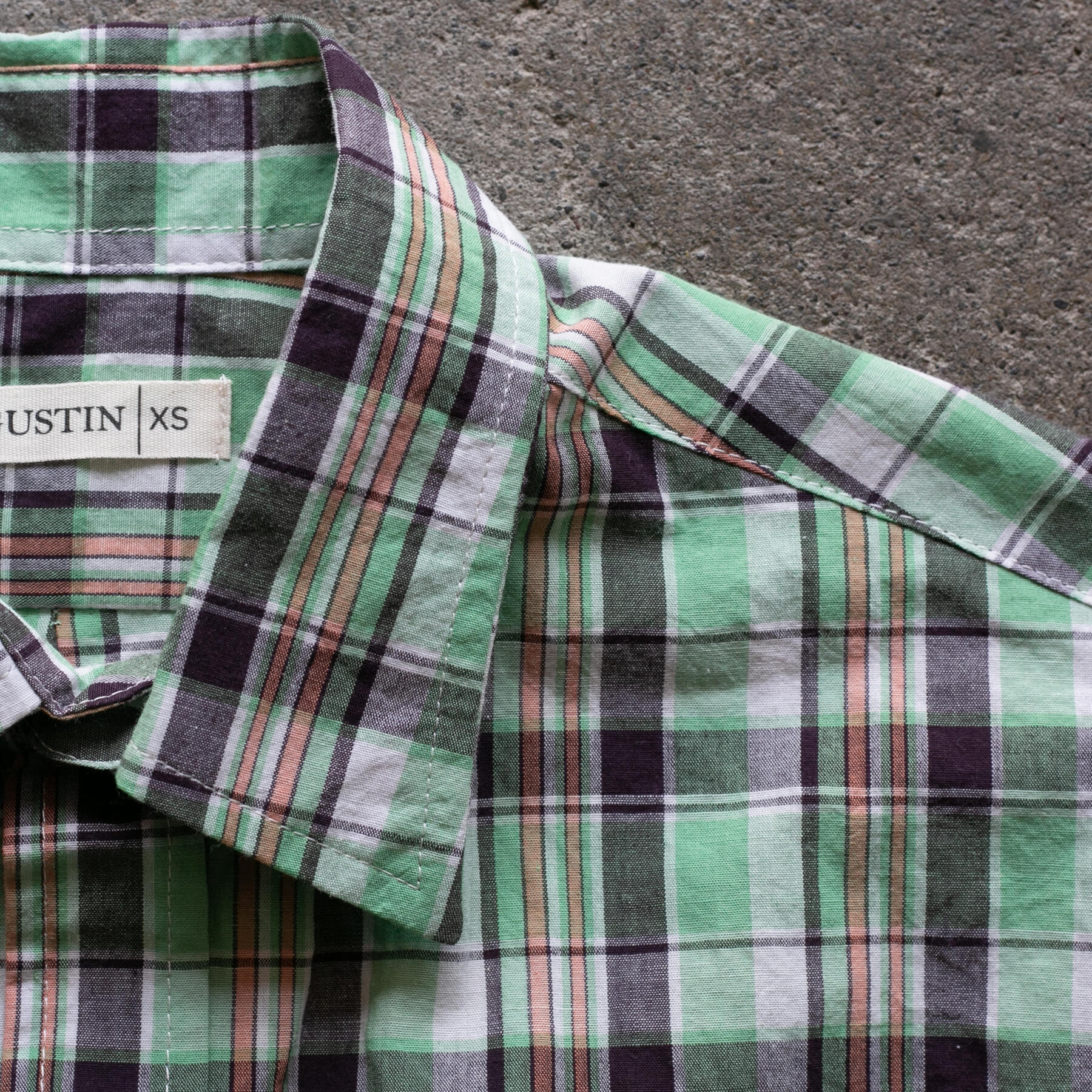 gustin #1371 organic madras shirt - lime
