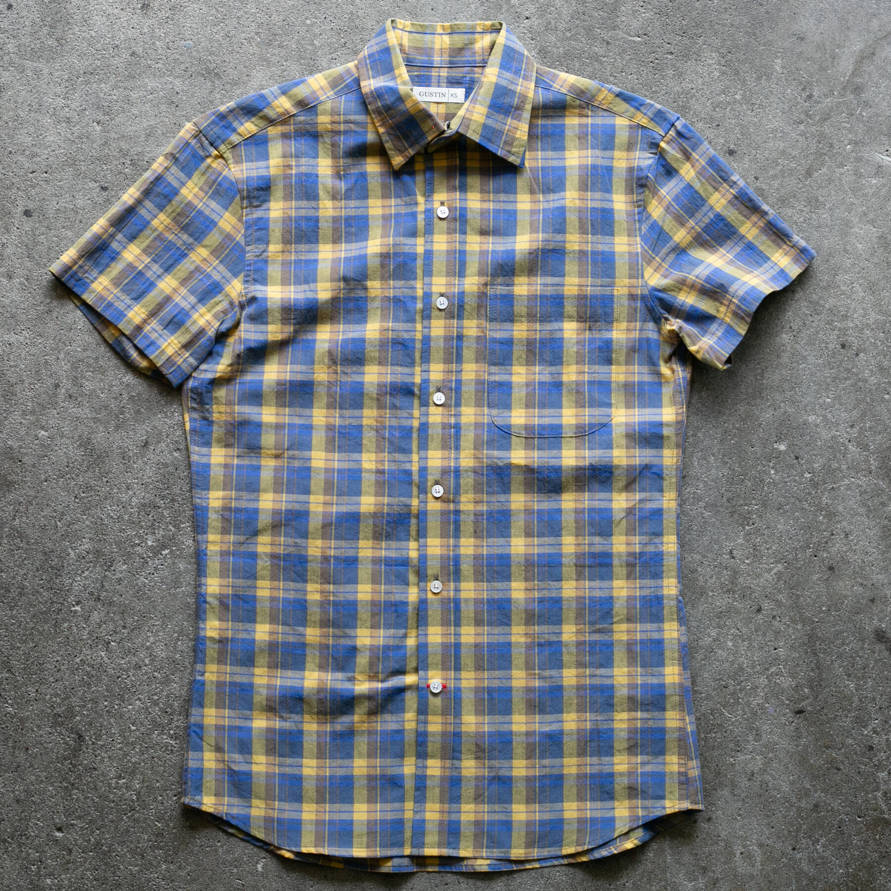 gustin #1372 organic madras shirt - golden state