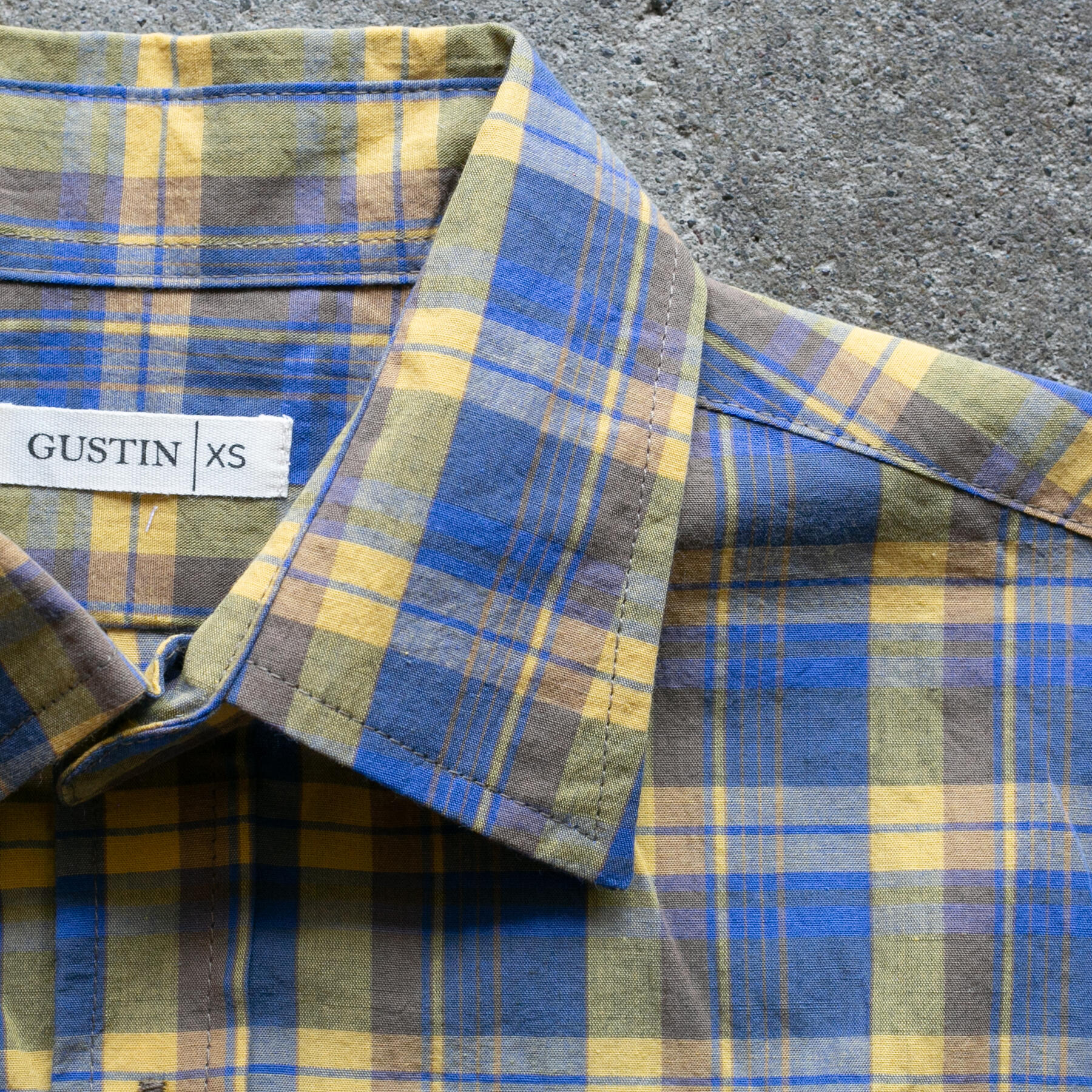 gustin #1372 organic madras shirt - golden state