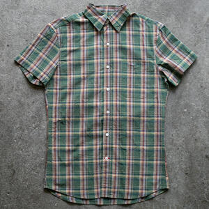 gustin #1373 organic madras shirt - forest