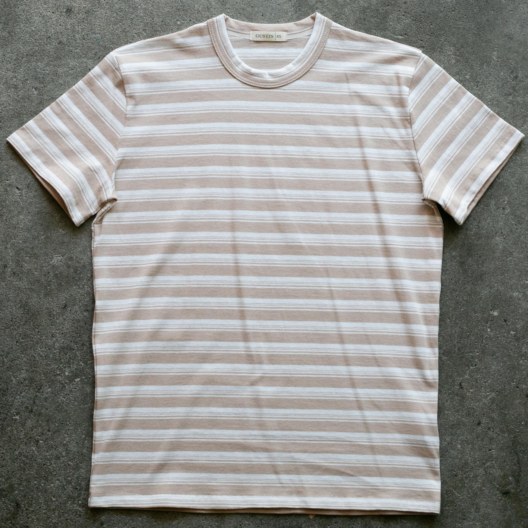 gustin japan heavy retro stripe t-shirt - wheat