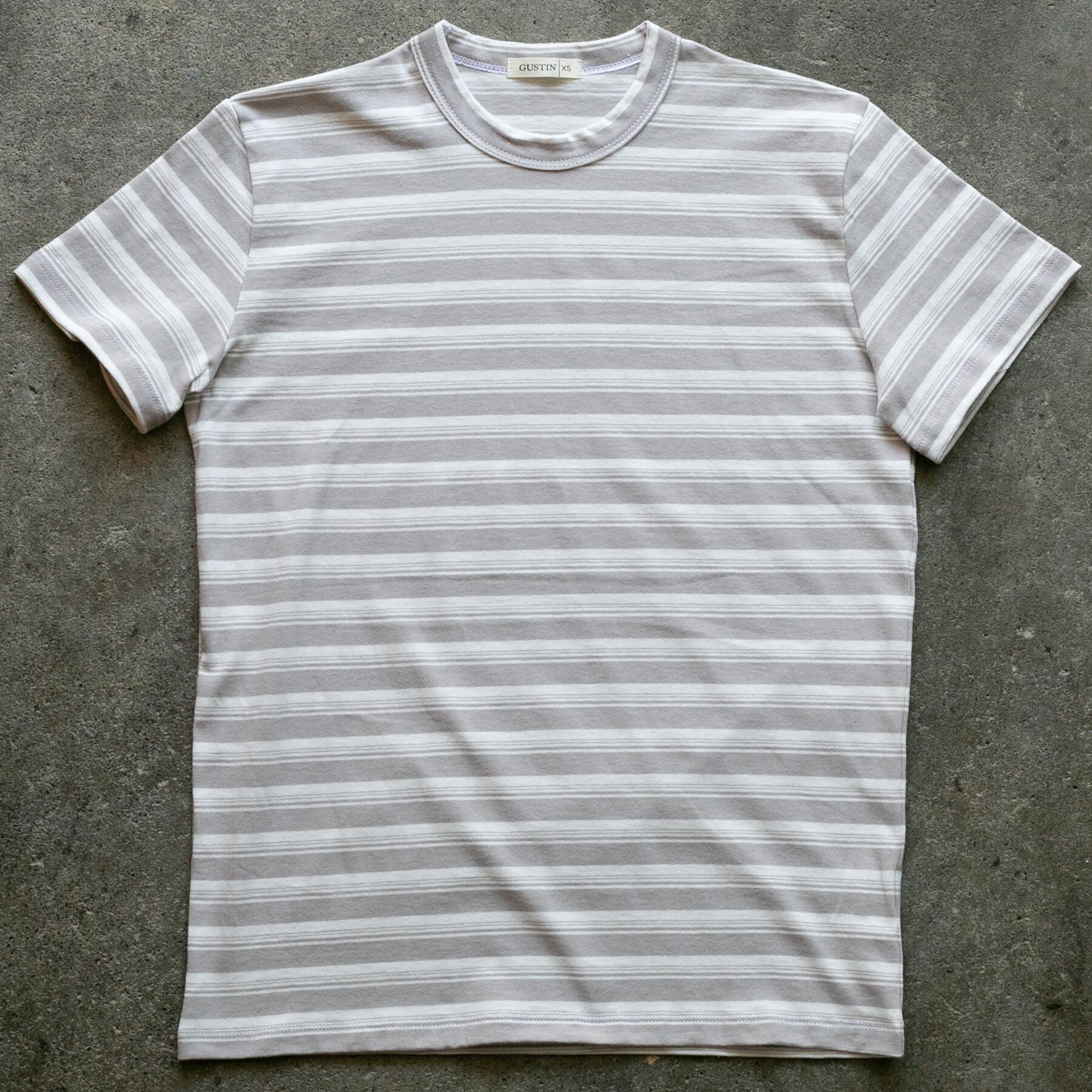 gustin japan heavy retro stripe t-shirt - steel