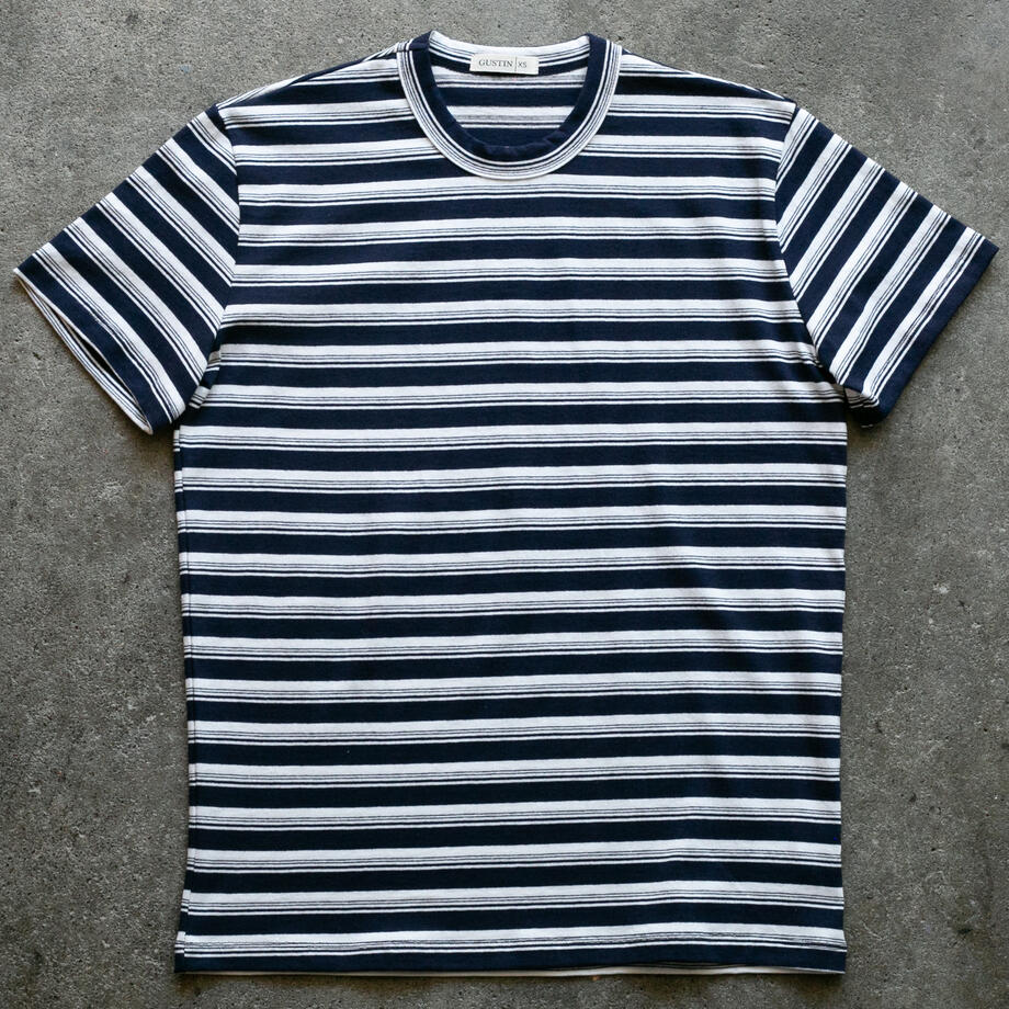gustin japan heavy retro stripe t-shirt - navy