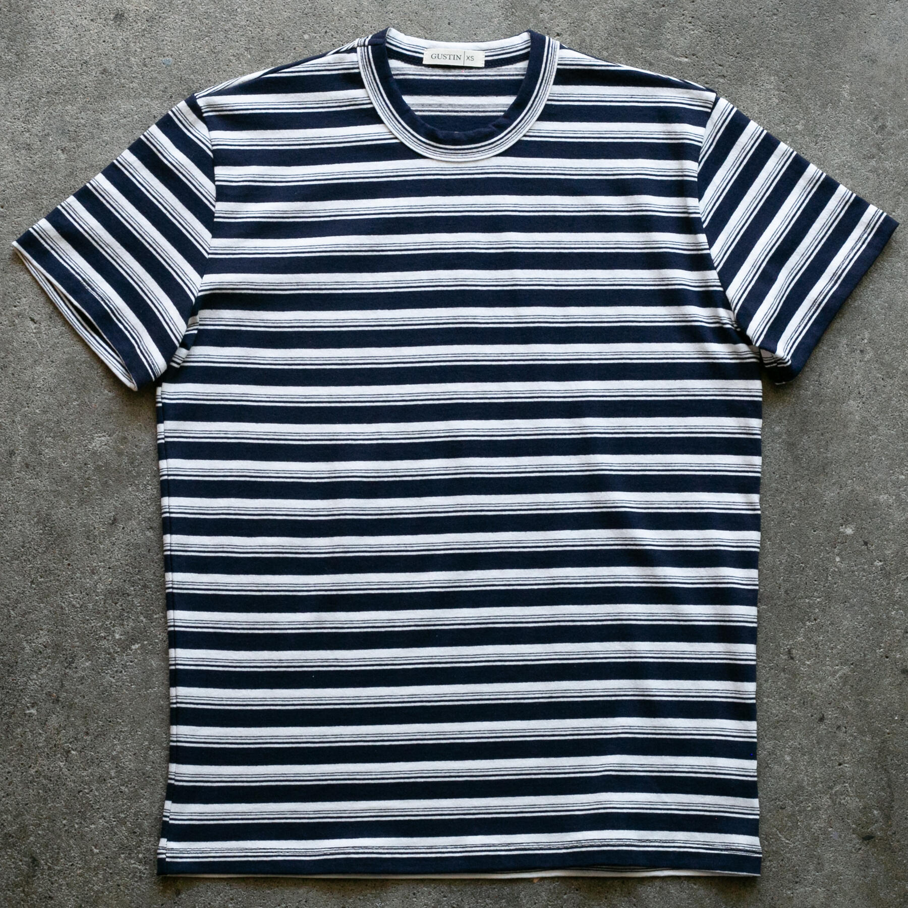 gustin japan heavy retro stripe t-shirt - navy