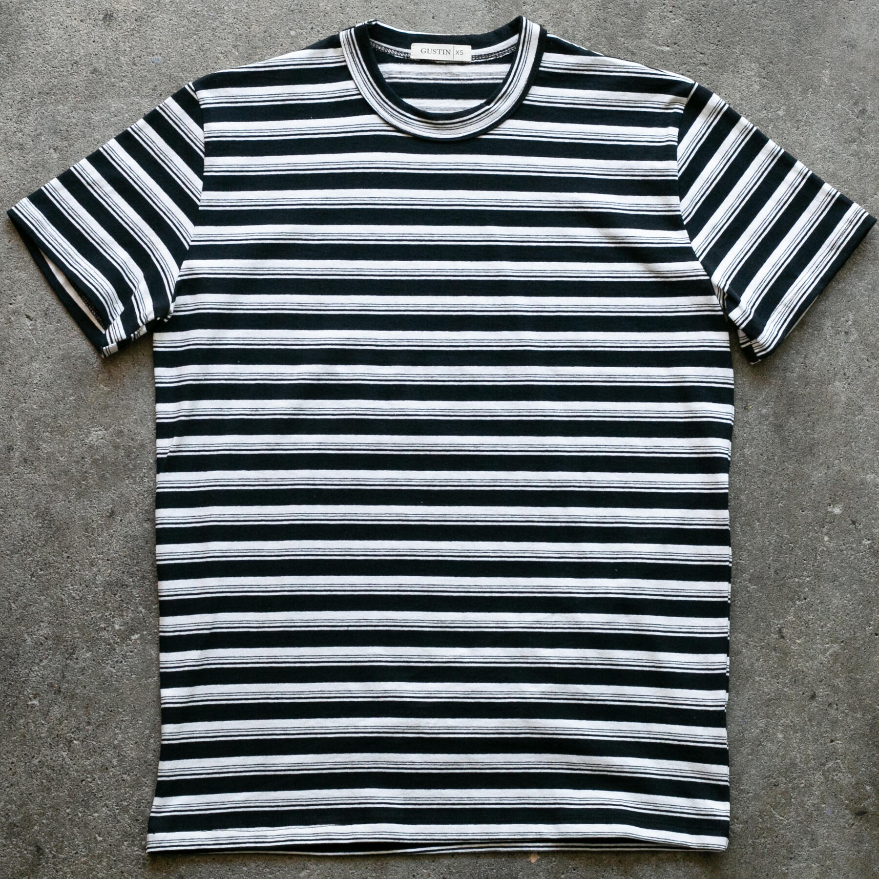 gustin japan heavy retro stripe t-shirt - black