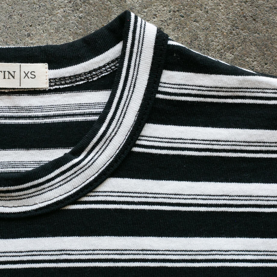 gustin japan heavy retro stripe t-shirt - black