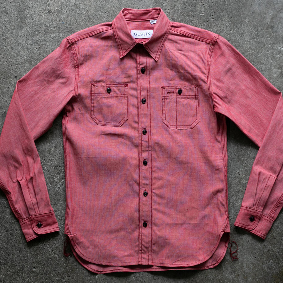 gustin #195 vintage red chambray workshirt