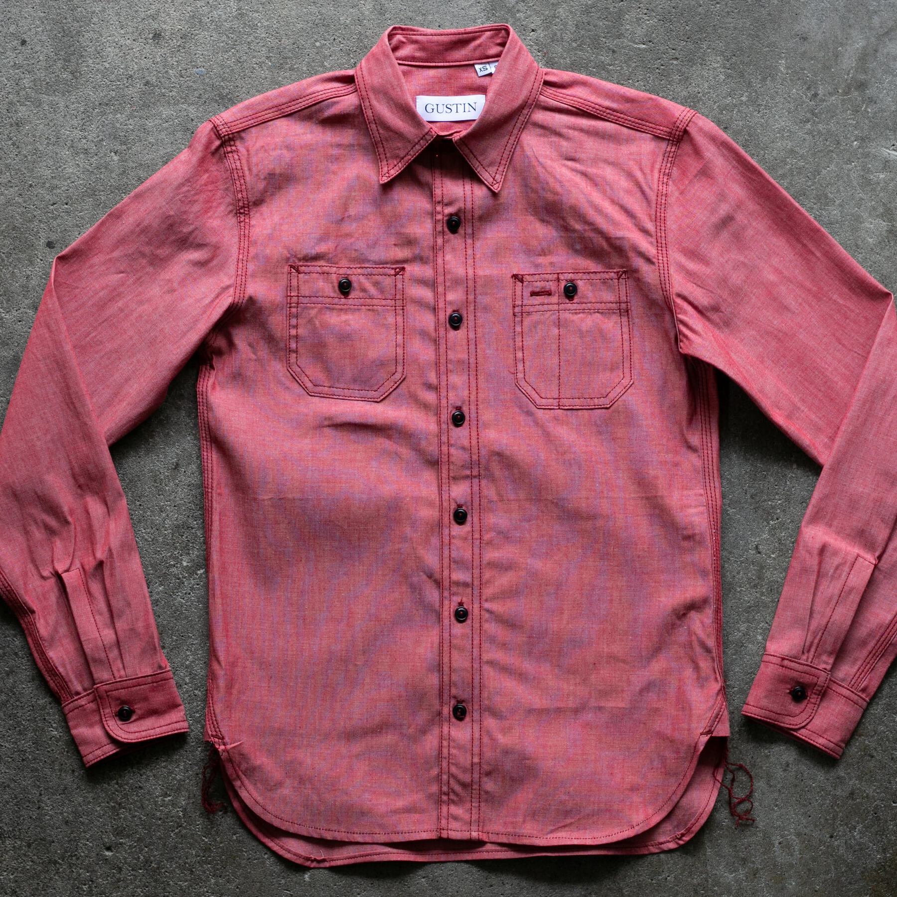 gustin #195 vintage red chambray workshirt