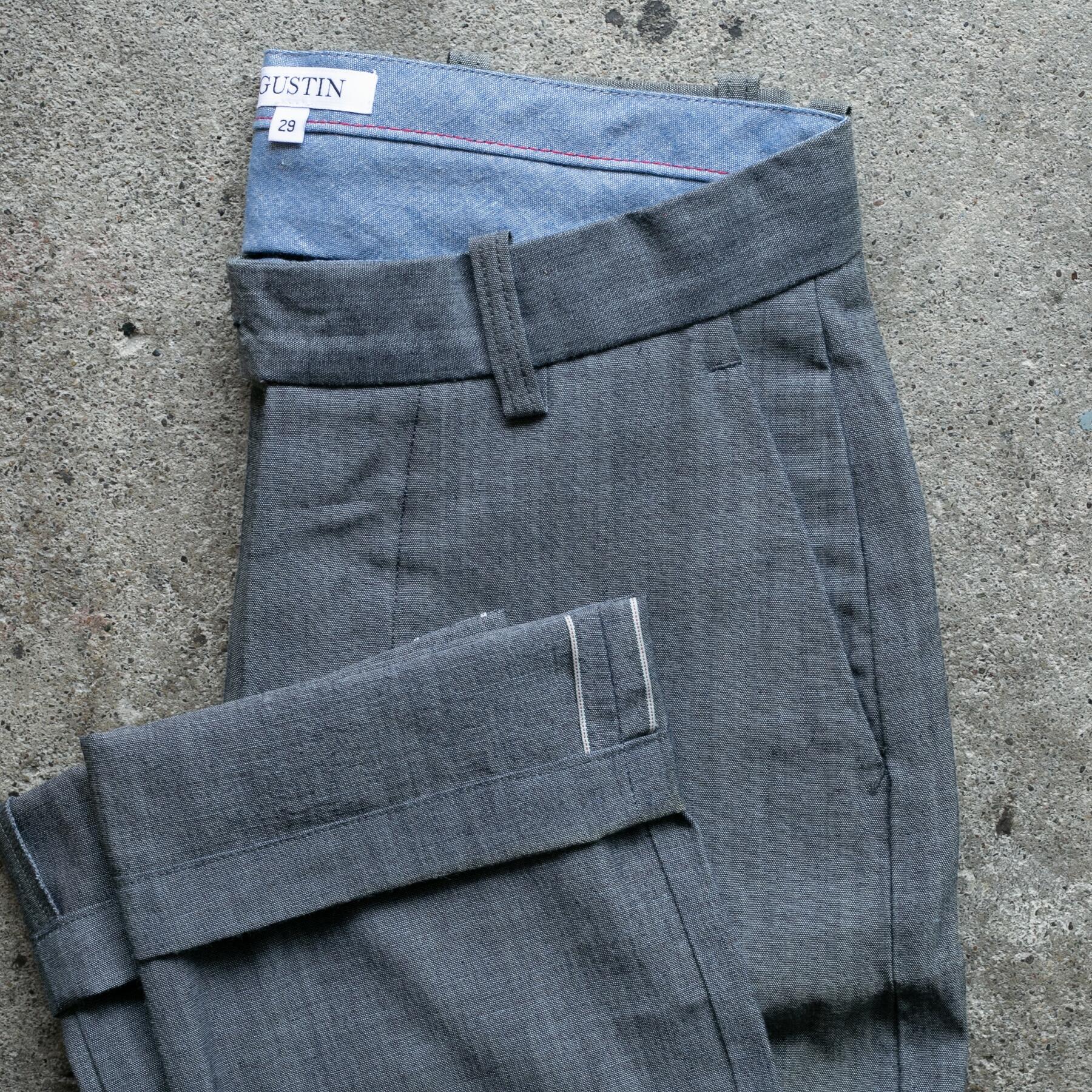 gustin #242 selvedge chambray chinos