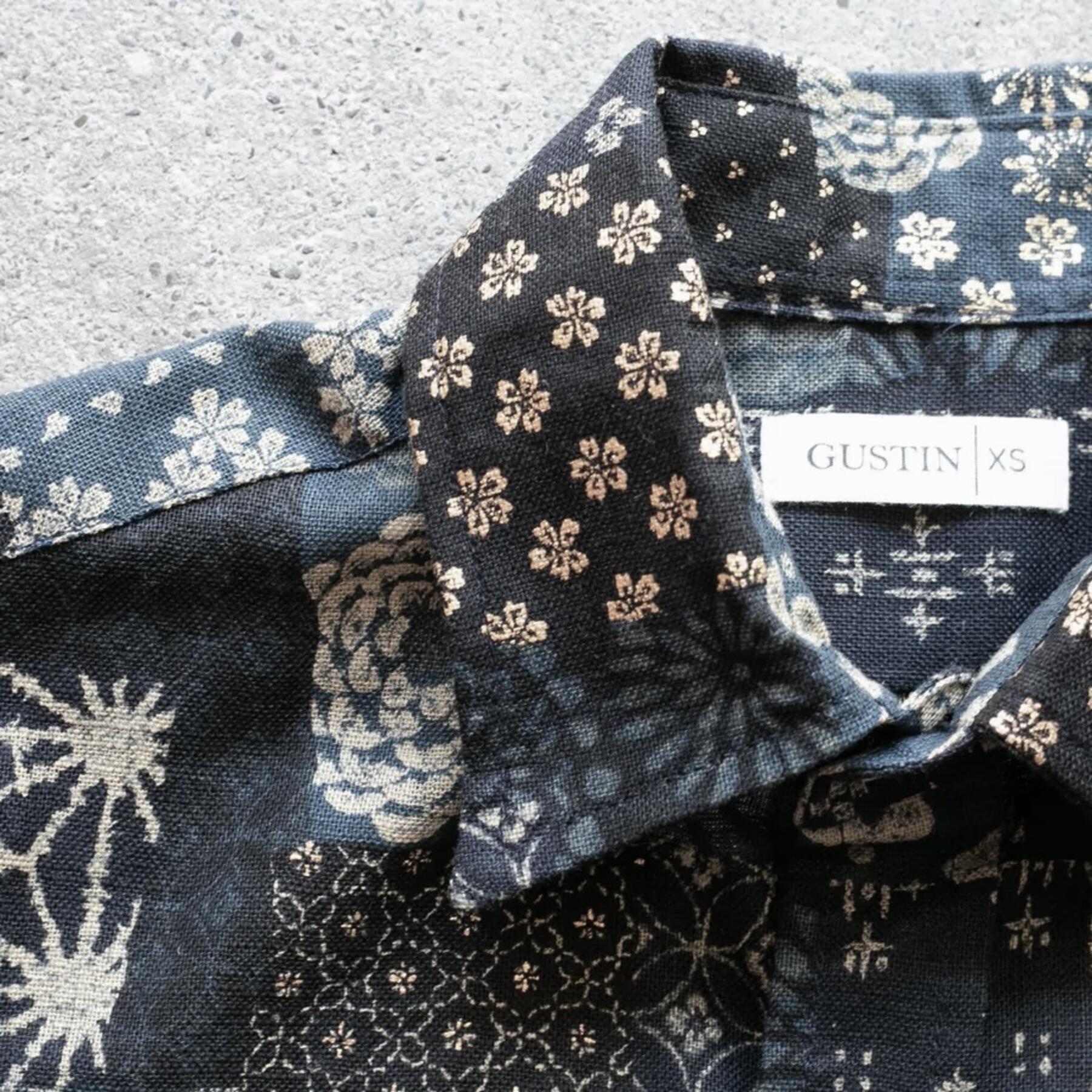 gustin #1289 japan patchwork shirt - black navy