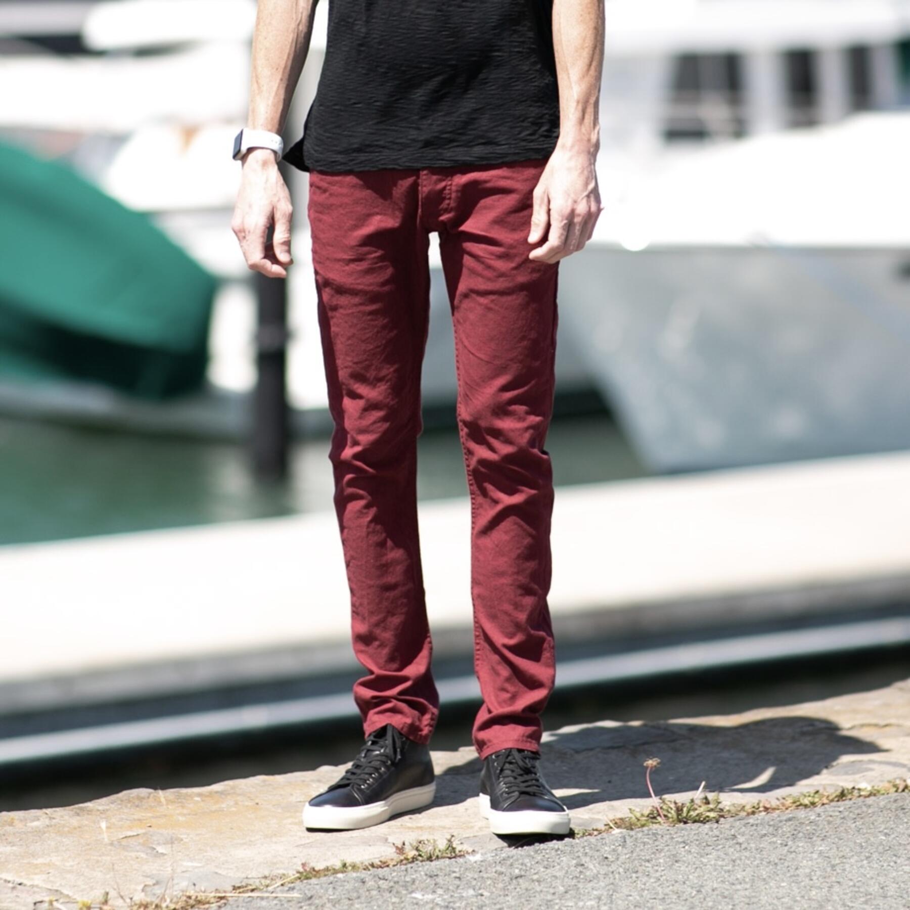 gustin #22 linen 5 pocket - deep red
