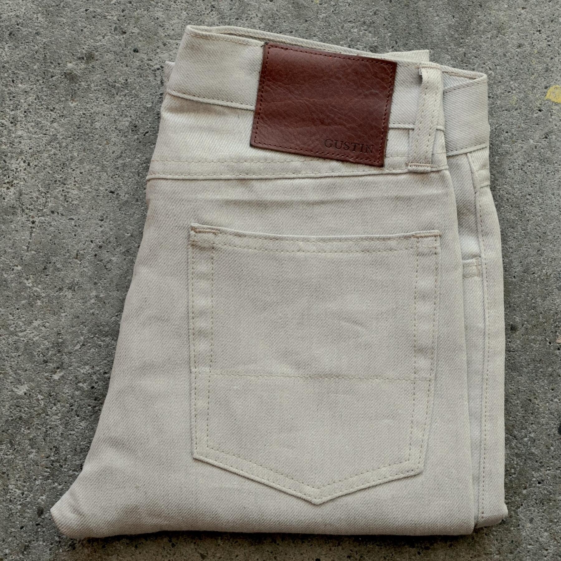 gustin #511 japan heavy linen 100 denim - natural