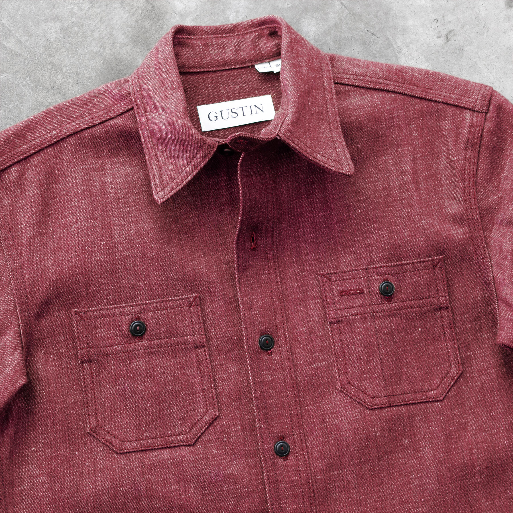 gustin #196 oxblood selvedge workshirt