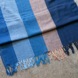 gustin japan persimmon indigo stripe hand dyed selvedge scarf