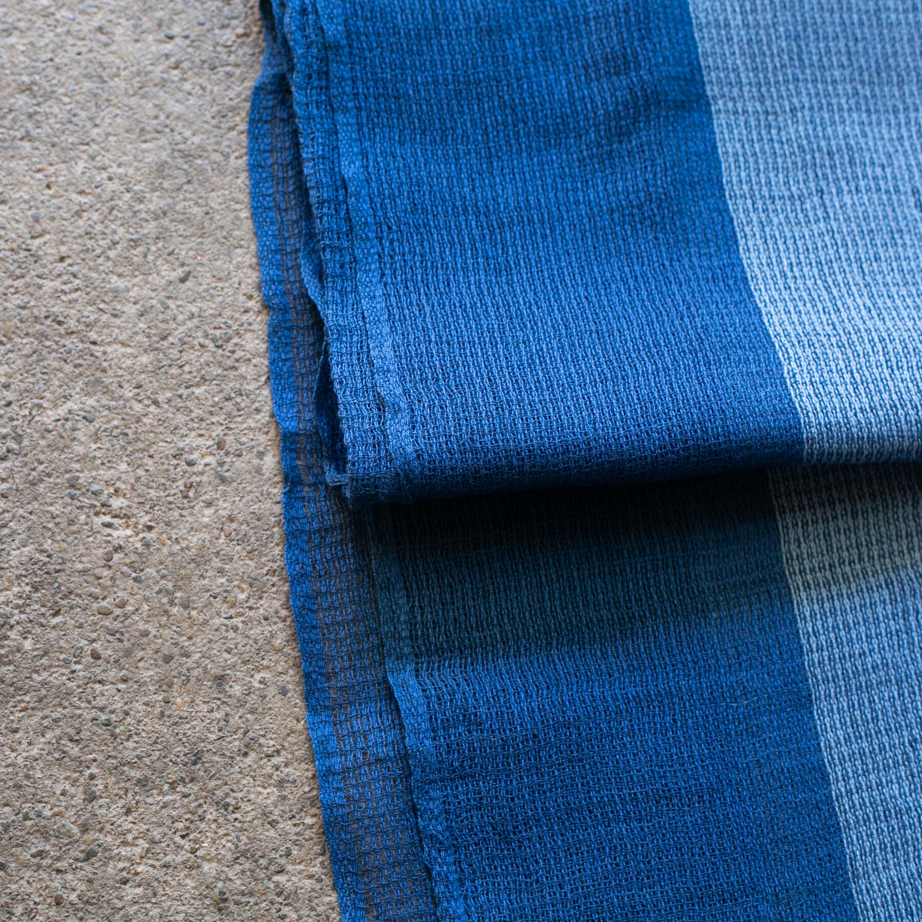gustin japan persimmon indigo stripe hand dyed selvedge scarf
