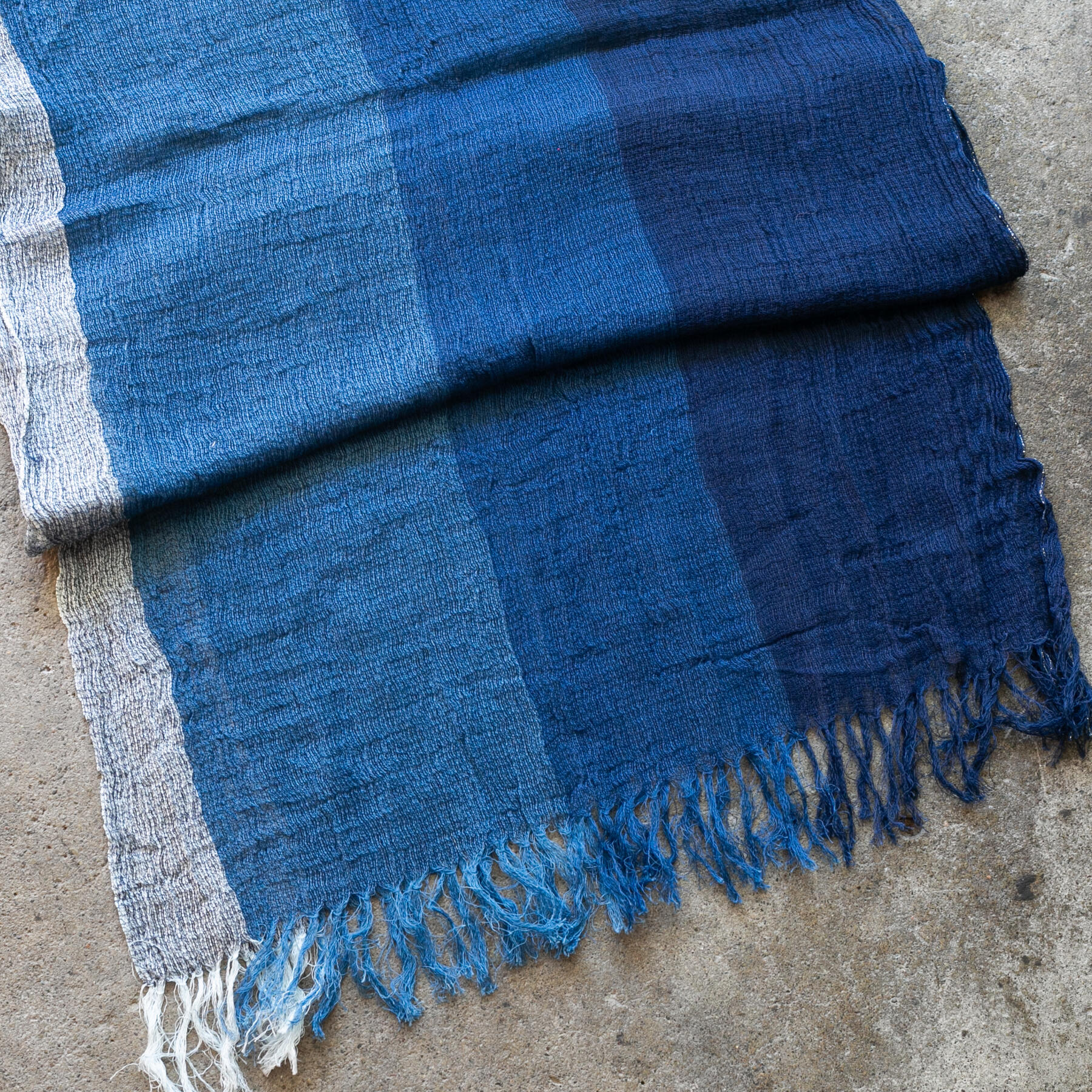 gustin japan indigo stripe hand dyed selvedge scarf