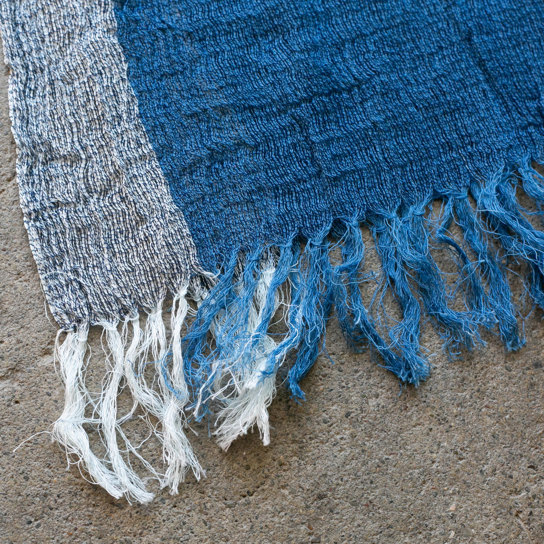 gustin japan indigo stripe hand dyed selvedge scarf
