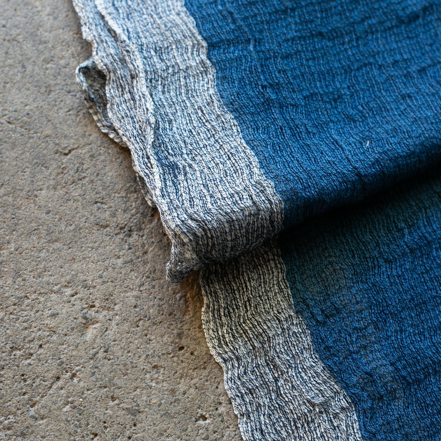 gustin japan indigo stripe hand dyed selvedge scarf